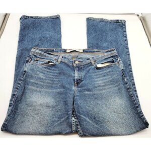 Express Jeans Women's 35X31.5 Precision Fit Low Rise Flare Medium Wash Blue